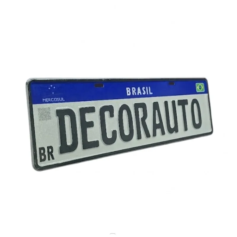 Placa decorativa em alumínio, linha padrão Mercosul
